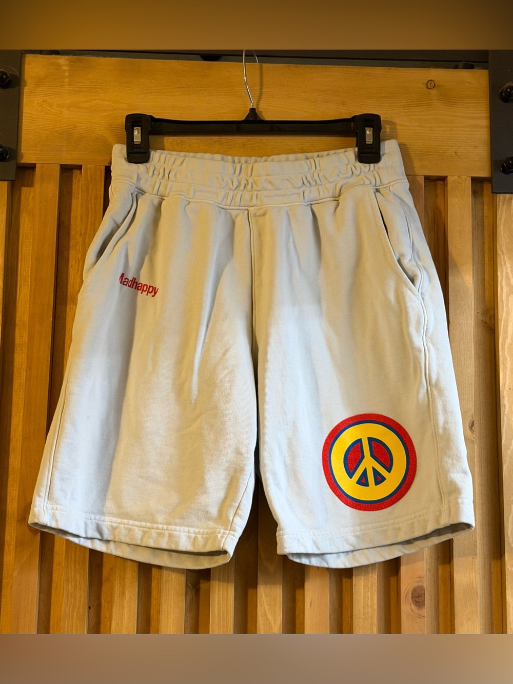 Madhappy light Gray/Blue Sweatshirt Long Shorts with Peace Sign